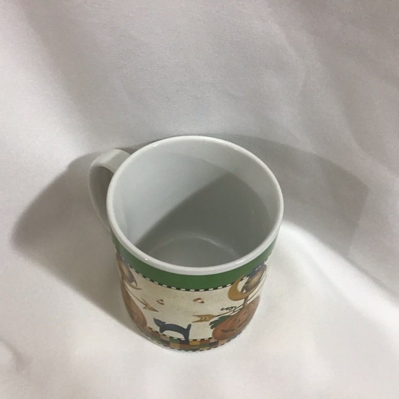 Debbie Mumm Halloween Weather Vane Pumpkin Owl White Black Cat Sakura Mug - Picture 5 of 7
